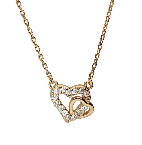 Silver Necklace Gold Plated Heart