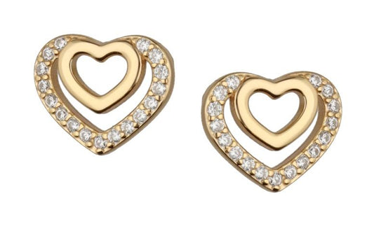 Silver Earrings Gold Plated Heart