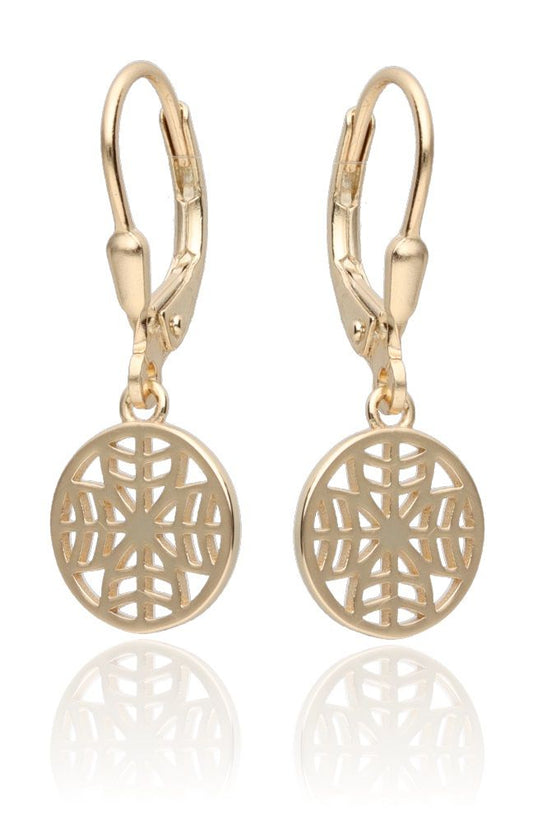 Silver Earrings Gold Plated Clover Long