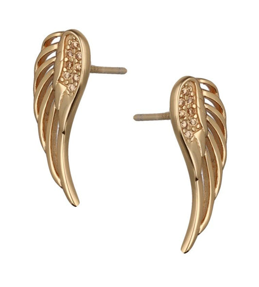 Silver Earrings Gold Plated Wings