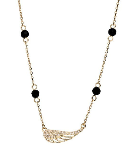 Silver Necklace 43+3 Cz Champagne Wings