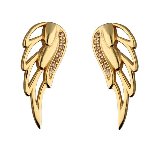Silver Earrings Gold Plated Wings