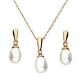 Silver Jewelry Set Gold Plated Pearl