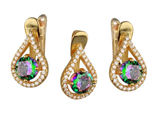 Silver Jewelry Set Vitrail Main Cz Gold Plated