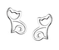 Silver Earrings Cat Kids