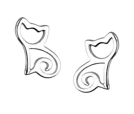 Silver Earrings Cat Kids