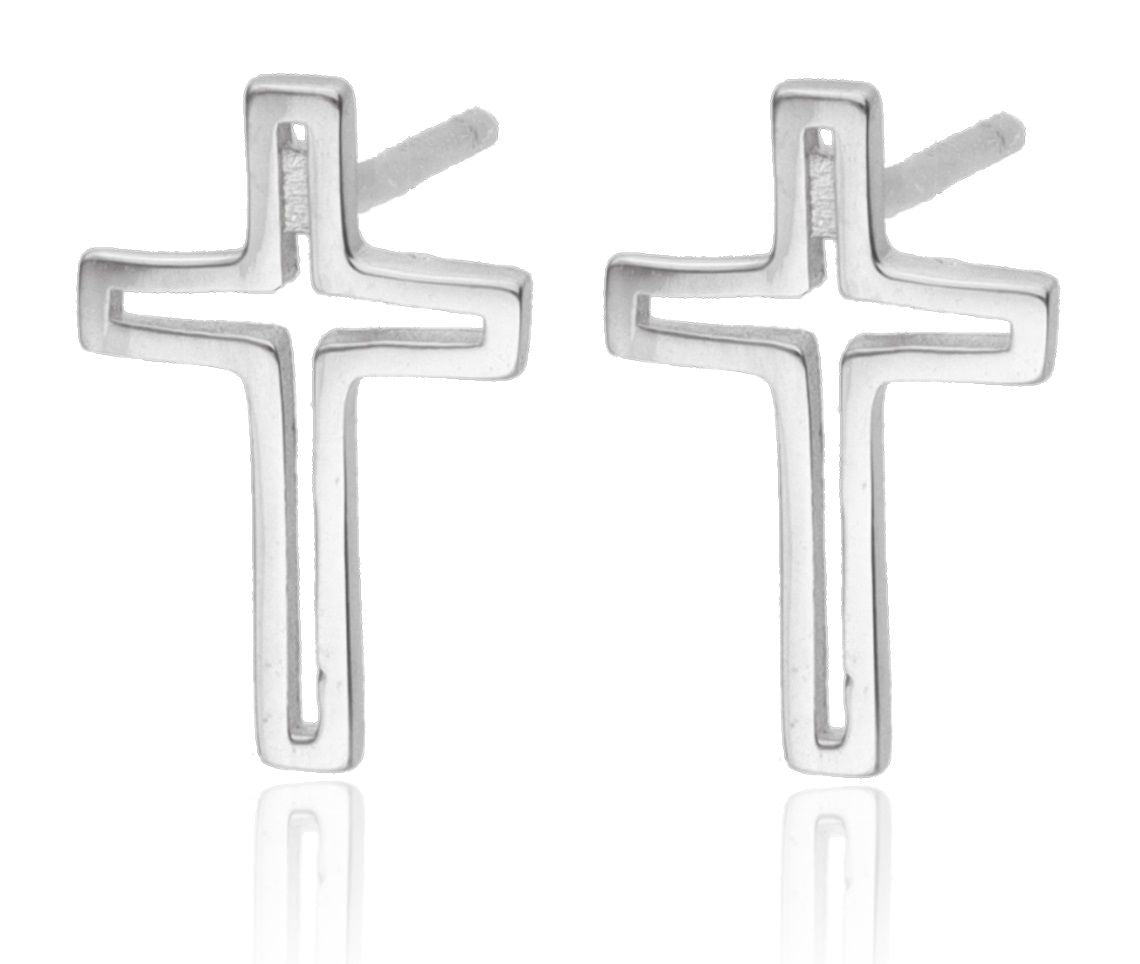 Silver Earrings Cross