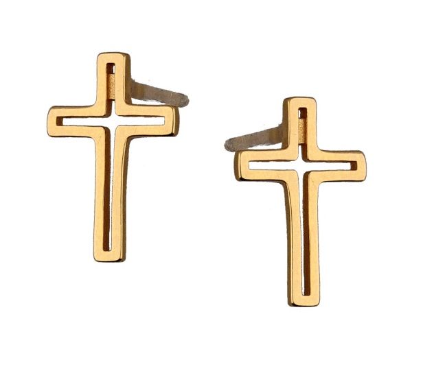 Silver Earrings Gold Plated Cross