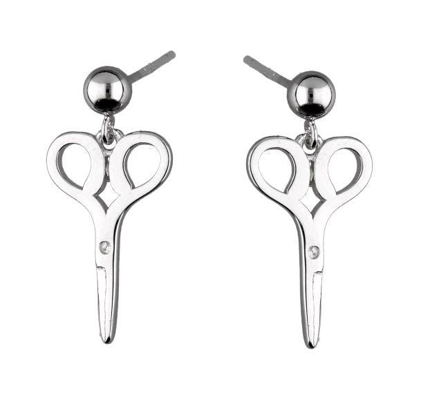 Silver Earrings Scissors