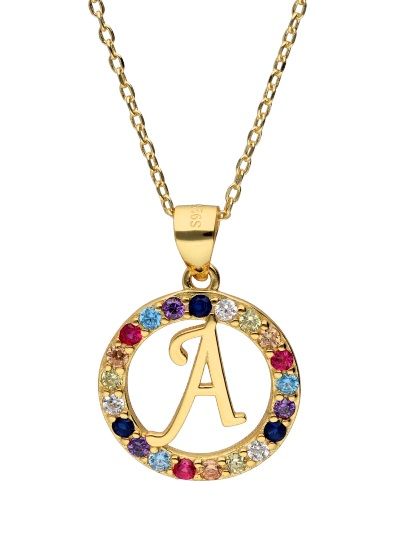 Silver Necklace 43+3 Gold Plated Letters