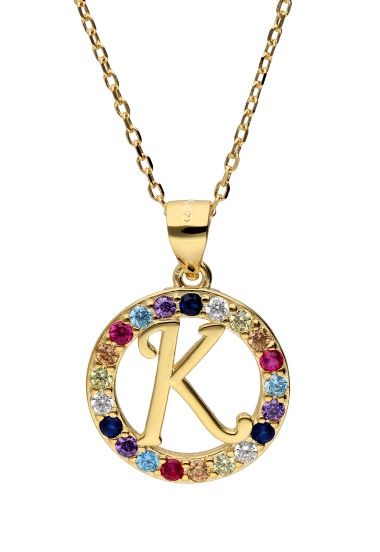 Silver Necklace 43+3 Gold Plated Letters