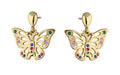 Silver Earrings Gold Plated Butterfly