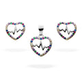 Silver Jewelry Set Heart Heartbeat