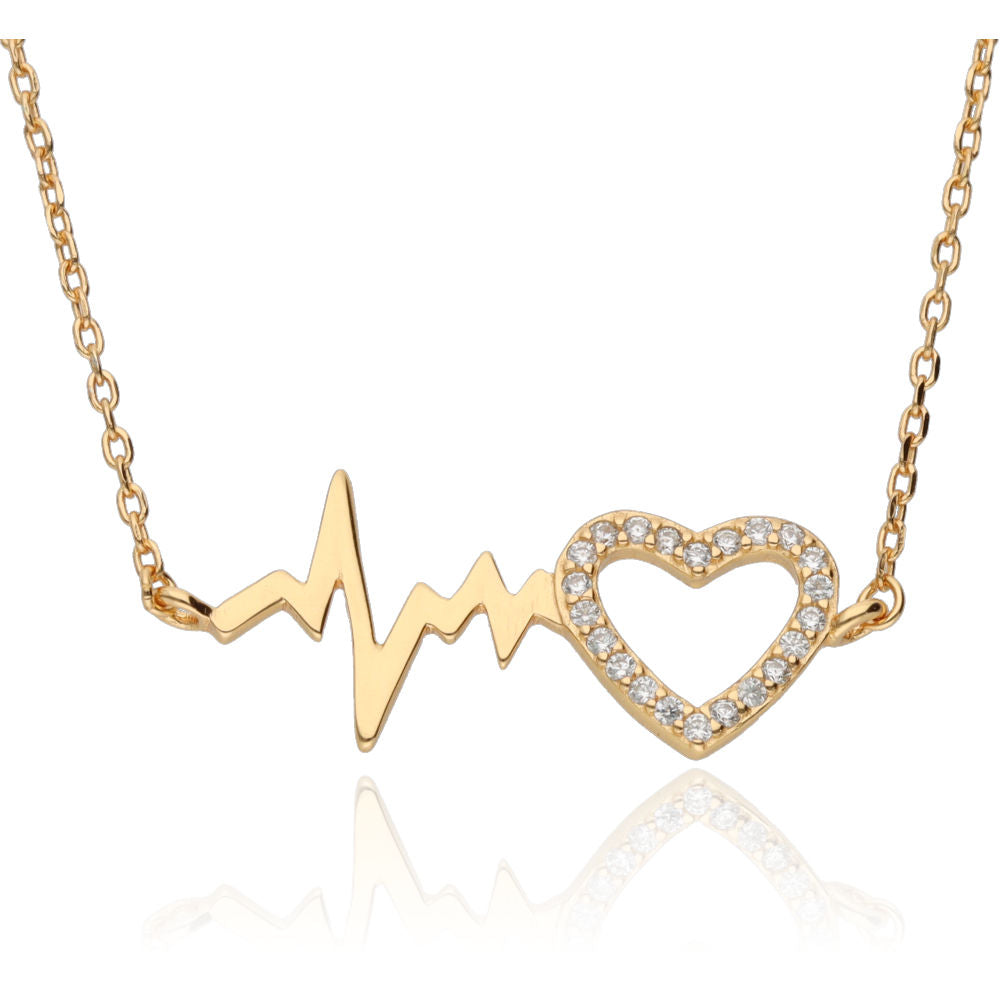 Silver Necklace Gold Plated Heartbeat