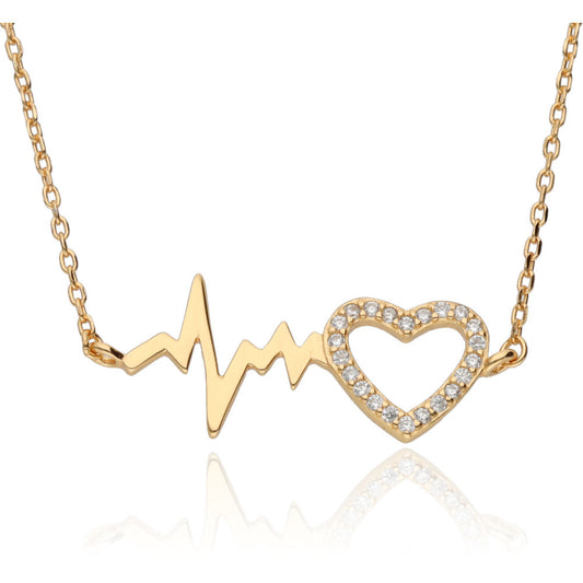 Silver Necklace Gold Plated Heartbeat
