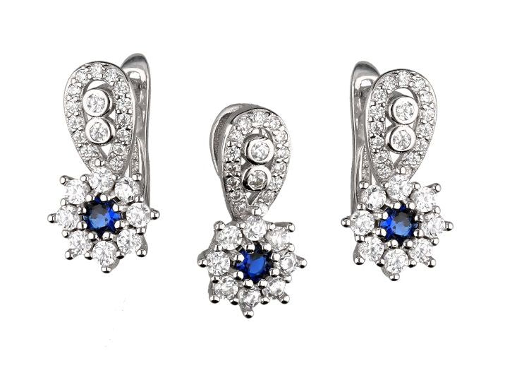 Silver Jewelry Set Sapphire
