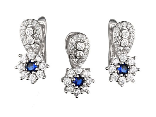 Silver Jewelry Set Sapphire