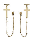 Silver Earrings Gold Plated Cross