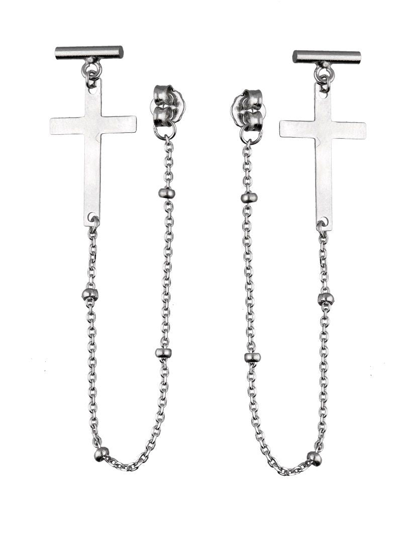 Silver Earrings Cross