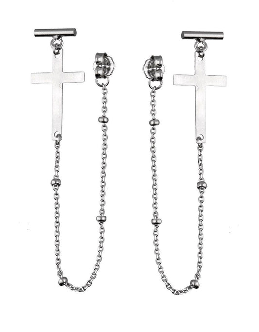 Silver Earrings Cross