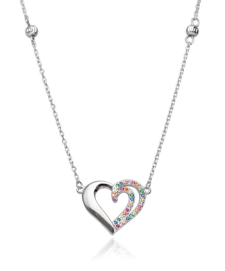 Silver Necklace 43+3 Heart