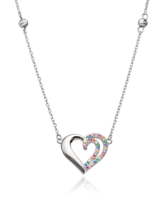 Silver Necklace 43+3 Heart