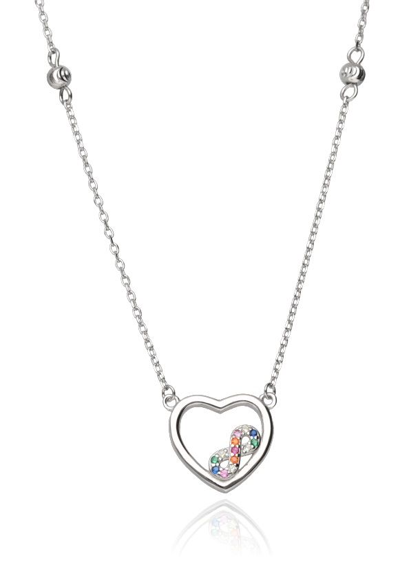 Silver Necklace 43+3 Infinity Heart