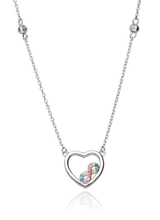 Silver Necklace 43+3 Infinity Heart