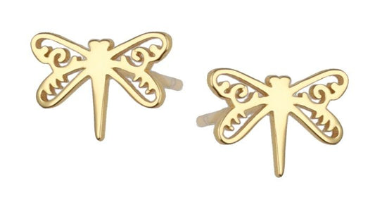 Silver Earrings Kids Gold Plated Dragonfly