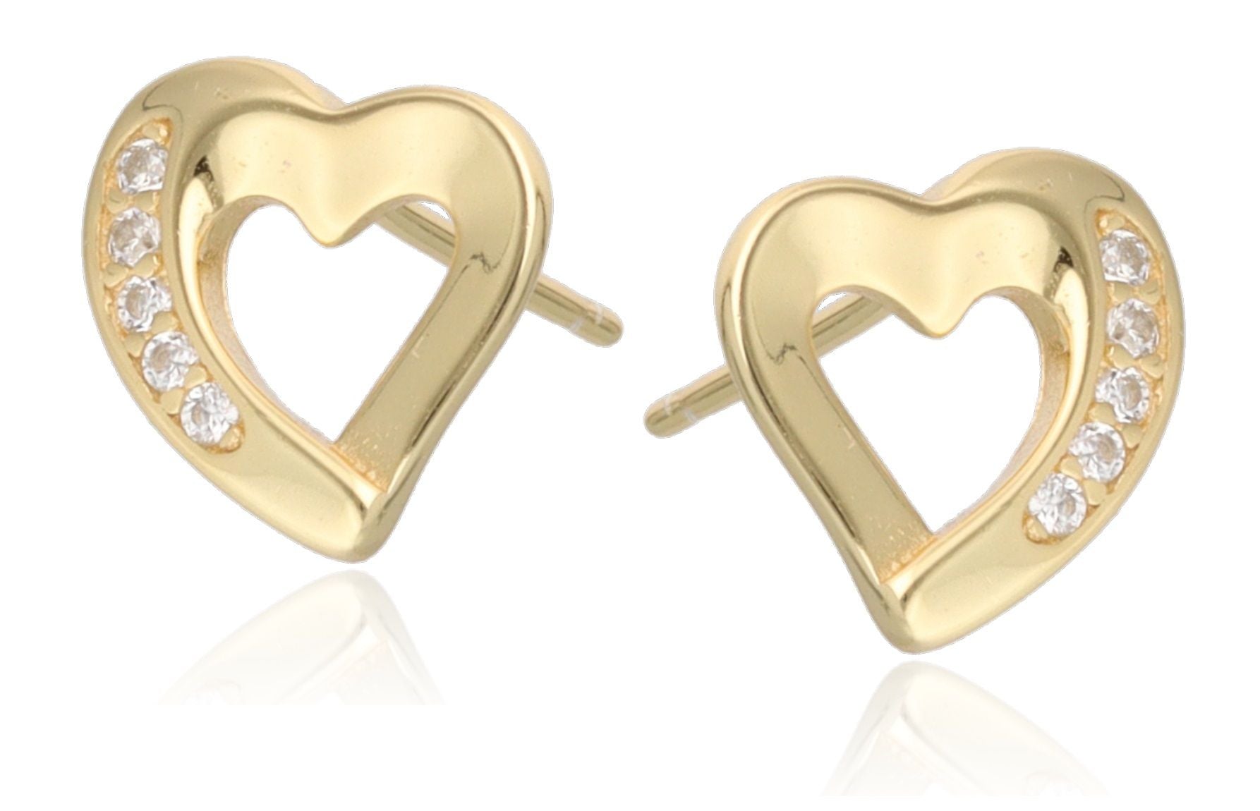 Silver Earrings gold plated heart 9.4m