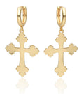 Silver Earrings Gold Plated Cross