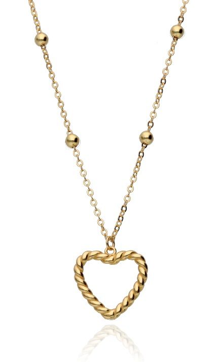 Silver Necklace Gold Plated Heart