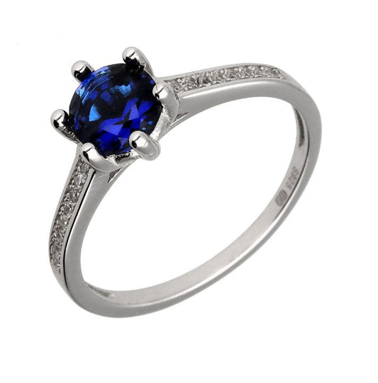 Silver Ring Us Size: #6 #6.5 #7 #7.5 #8 #8.5 Sapphire