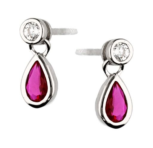 Silver Earrings Red Steel Jade Main Part