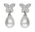 Silver Earrings Butterfly Pearl