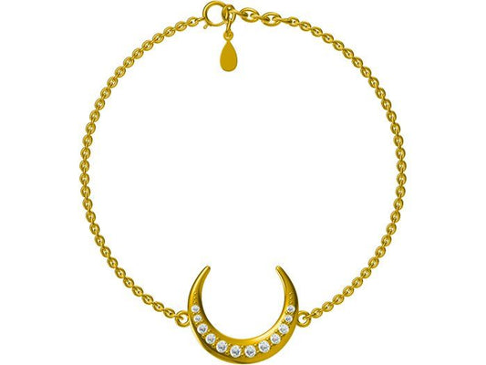 Silver Bracelet Moon Gold Plated