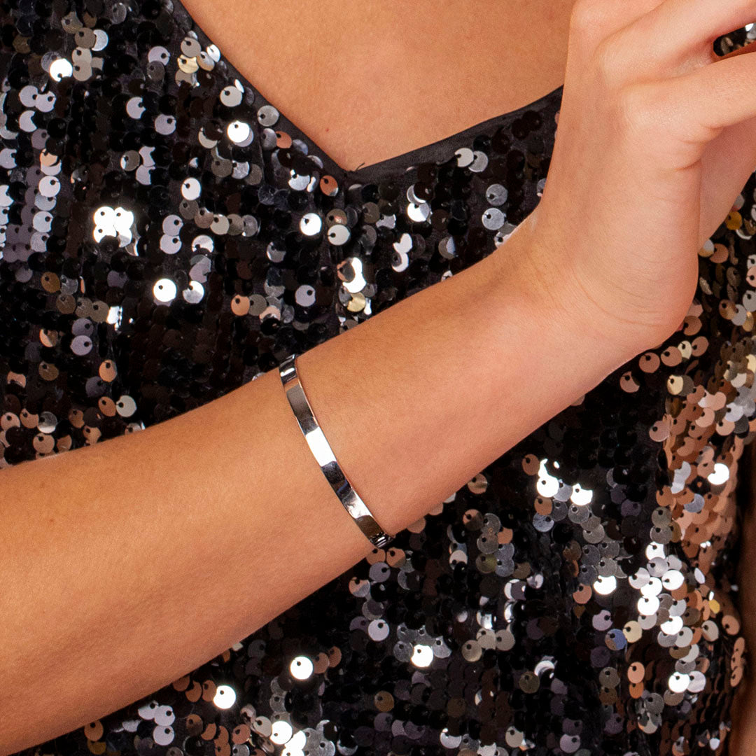 Silver Bracelet Bangle Rhodium Plated, 45x55 mm