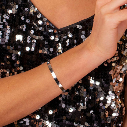 Silver Bracelet Bangle Rhodium Plated, 45x55 mm