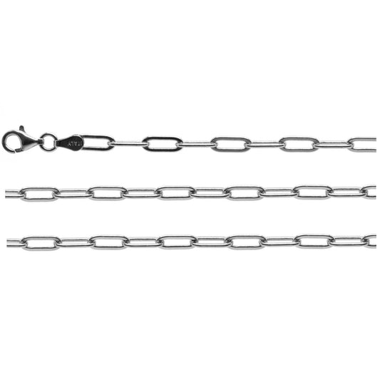 Silver Chain, Paper Clip D/C G100 L45 cm Silver Plated