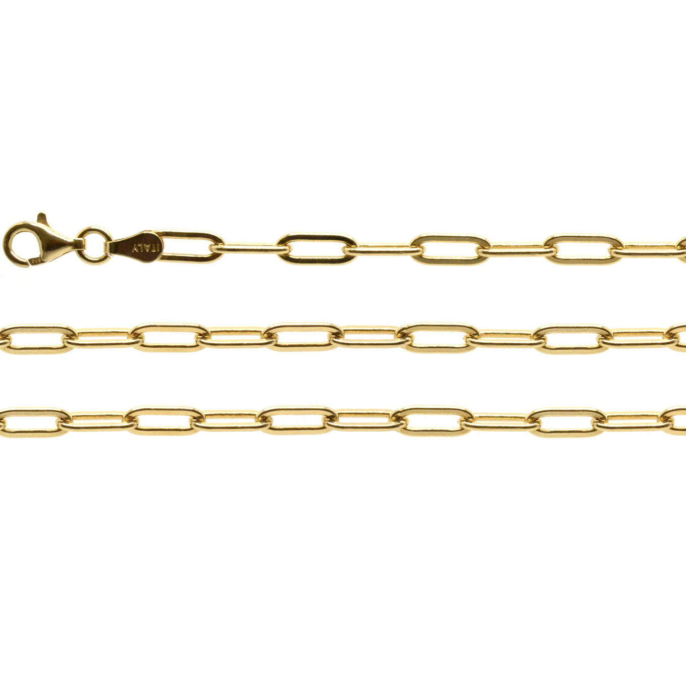 Silver Chain, Paper Clip D/C G100 L50 cm Gold Plated