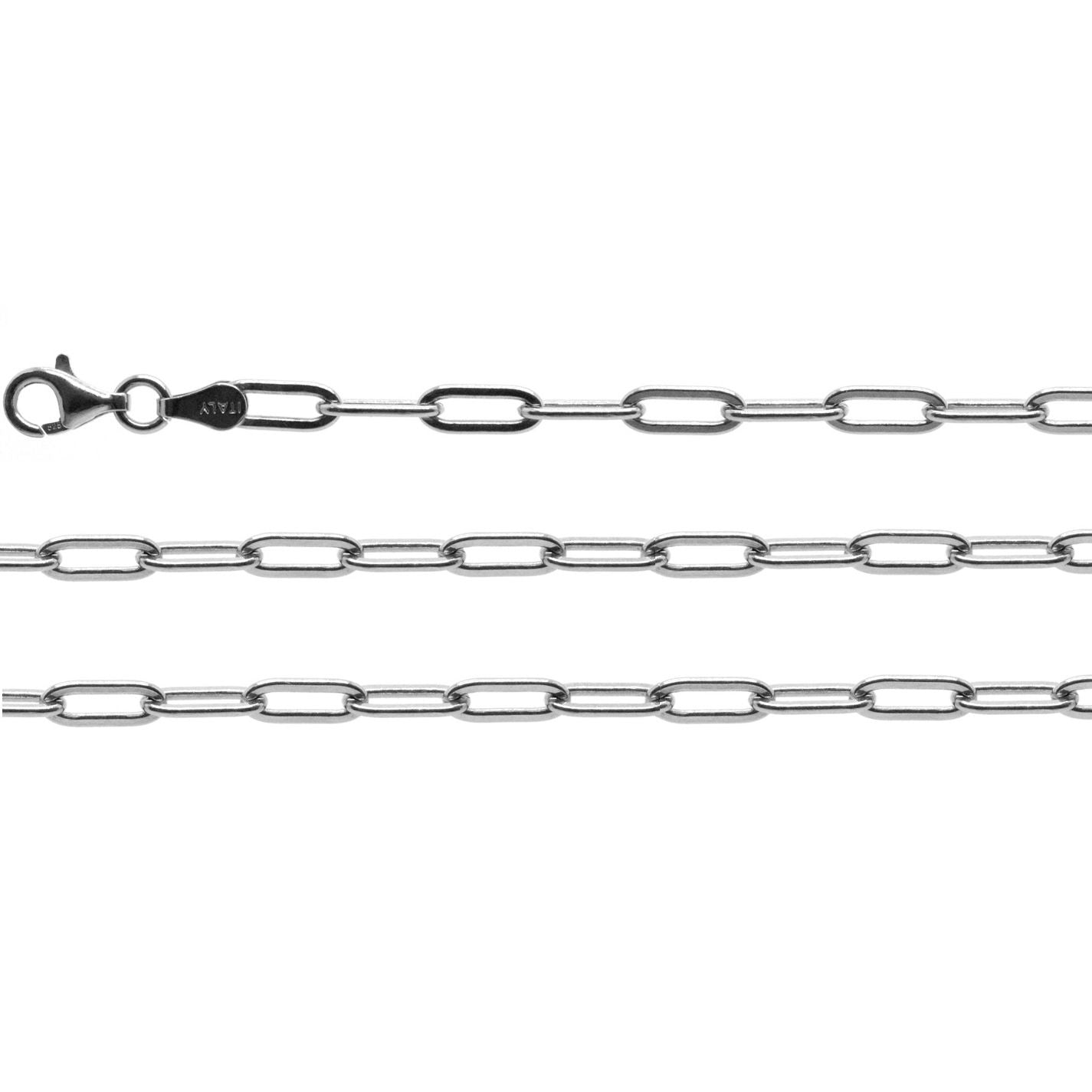 Silver Chain, Paper Clip D/C G100 L50 cm Silver Plated