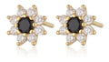 Vergoldete Silberohrringe Hauptstein Zirkonia schwarze Blume 7,6 mm