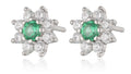 Silver Earrings main CZ L-Green 34 flower 7.6m