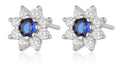 Silberohrringe Haupt-Zirkonia Saphirblau 30 Blumen 7,6 mm