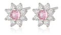 Silver Earrings main CZ Pink 1 flower 7.6 m