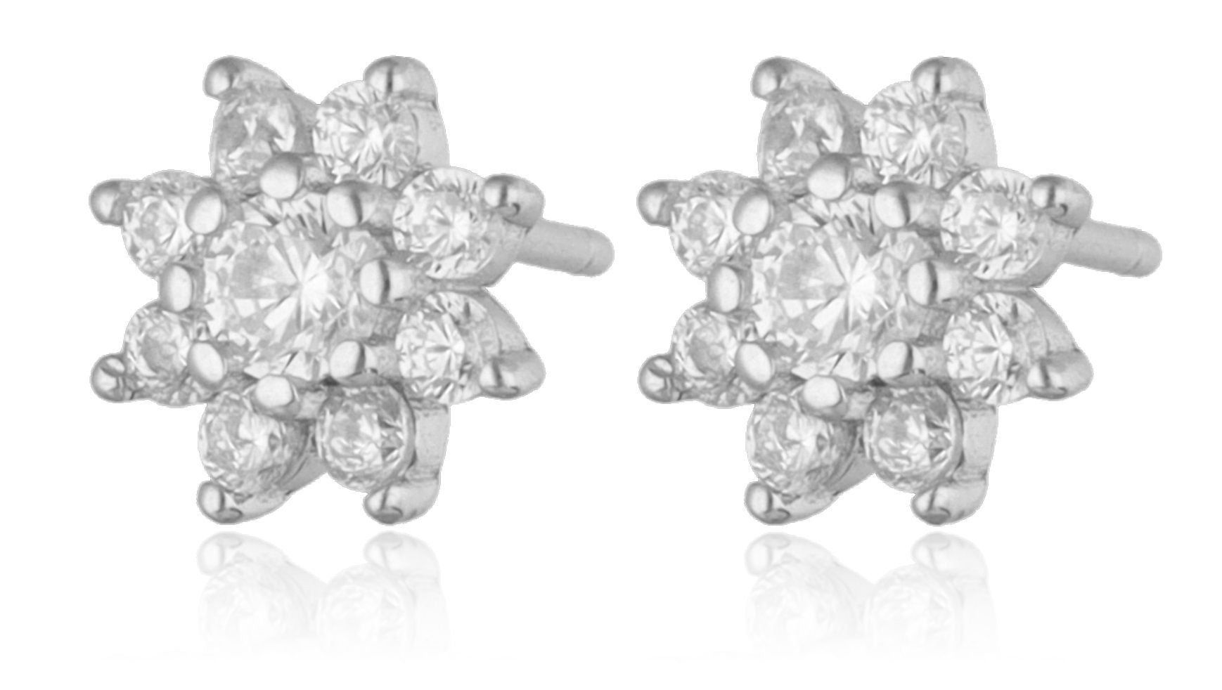 Silver Earrings all white CZ 7.6m