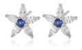 Silberohrringe Haupt-CZ Saphirblau 30 Blume 10.3 mm