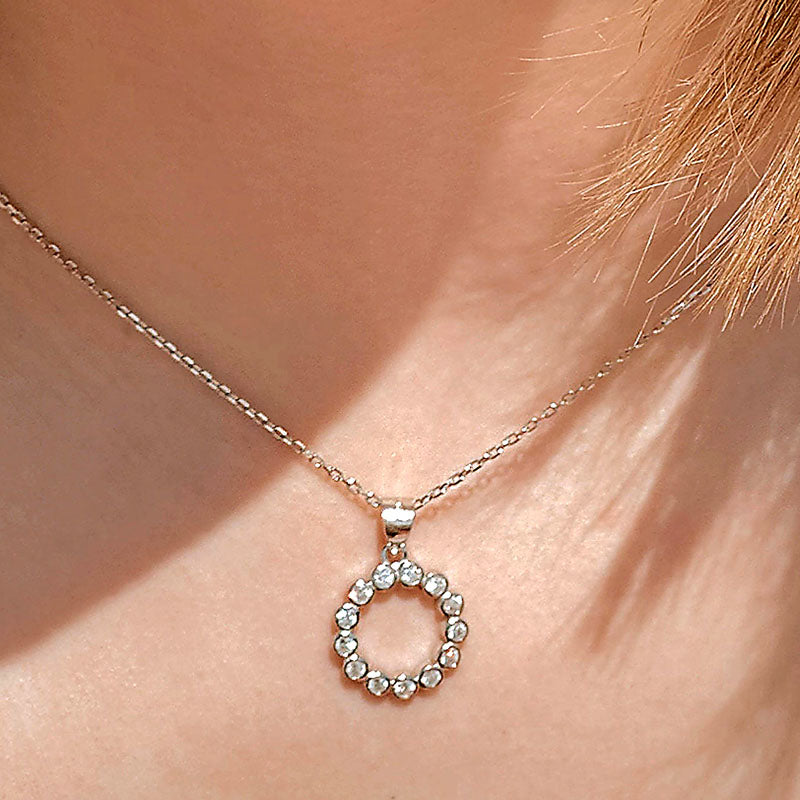 Silberanhänger, 14 mm Kreis mit funkelnden Phianitsteinen