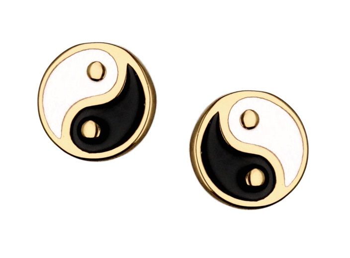 Silver Earrings Gold Plated Yin-Yang Balance Sign