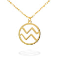 Silver Necklace Zodiac 43+3 Aquarius Gold Plated